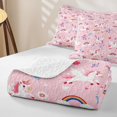 thumbnail image 4 of Erosebridal Cute Unicorn Twin Quilt Set,Rainbow Floral Heart Twin Coverlet Set For Girls,2pcs, 4 of 7