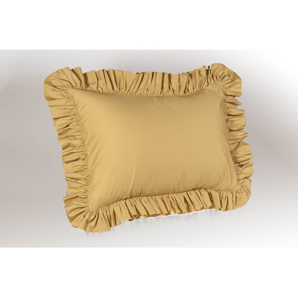 Ruffle Pillow case Queen Pillow sham (Gold), Ruffle Pillow Cover