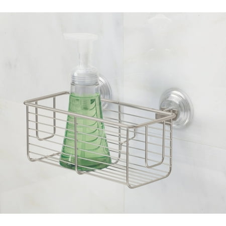 InterDesign Classico Bathroom Shower PowerLock Suction Caddy Basket for Shampoo, Conditioner and Soap, Satin