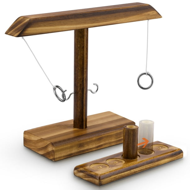 Baloray Ring Toss Game for Adults Kids,Handmade Wooden Ring Toss with