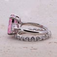 thumbnail image 2 of Shineofdiamond 4.0CT Three Stone Rectangular Ice-Flower Cut Pink Sterling Silver Engagement Ring with Eternity Band, 2 of 4