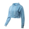 thumbnail image 2 of A2Y Women's Solid Cropped Cut Off Hooded Pullover Sweatshirt Mineral Blue 2XL, 2 of 5