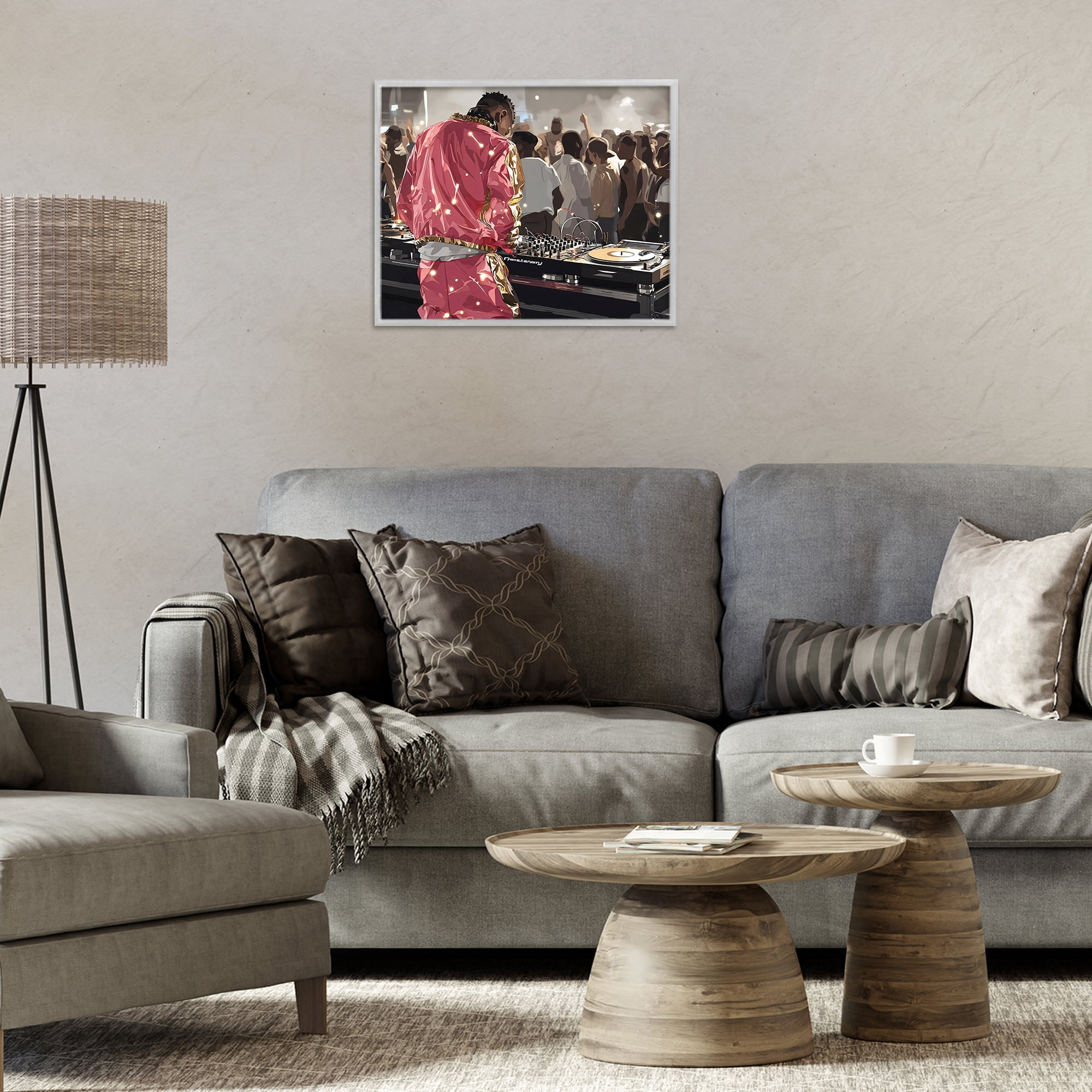 Stupell Industries DJ Performance At Nightclub Gray Framed Giclee Art, design by Franklyn Gregory