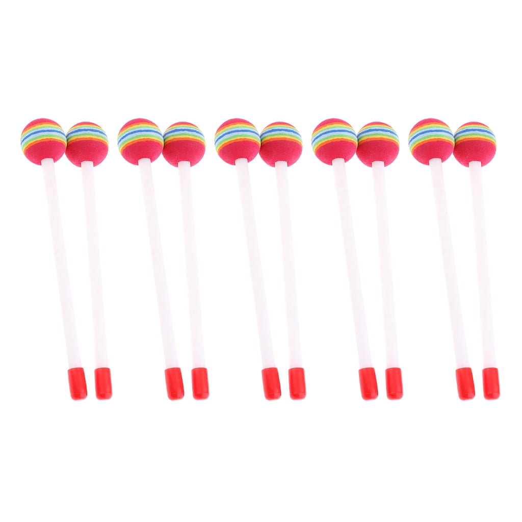 10 Pack Hand Drum Mallet Knock Sticks Kids Early Educational