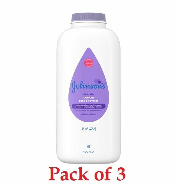 Johnson's Baby Powder Diaper Rash w/ Lavender & Chamomile, 15oz, 3Pack