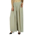 thumbnail image 1 of Bimba Pantalon Long Évasé Large Jambe Plissée Style Jupe pour Femmes, 1 of 6