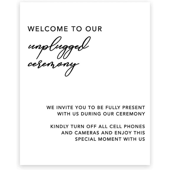 Koyal Wholesale Modern Unplugged Ceremony Wedding Canvas Guestbook, Please Silence Phones & Cameras Horizontal