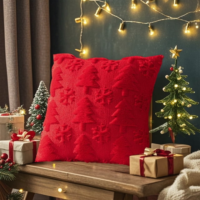 LSLJS Christmas Pillow Covers Throw Christmas Tree Snowflake Pillowcase Pillow Cases Soft Couch Cushion Case for Chair Sofa Living Room Christmas Decor, Christmas Decorations