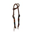 thumbnail image 2 of Showman Orange, Blue & Black Corded Mohair Single Ear Headstall & Breast Collar Set, 2 of 3