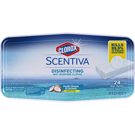 - Clorox Scentiva Disinfecting Wet Mopping Cloths, Pacific Breeze & Coconut, 24 ct