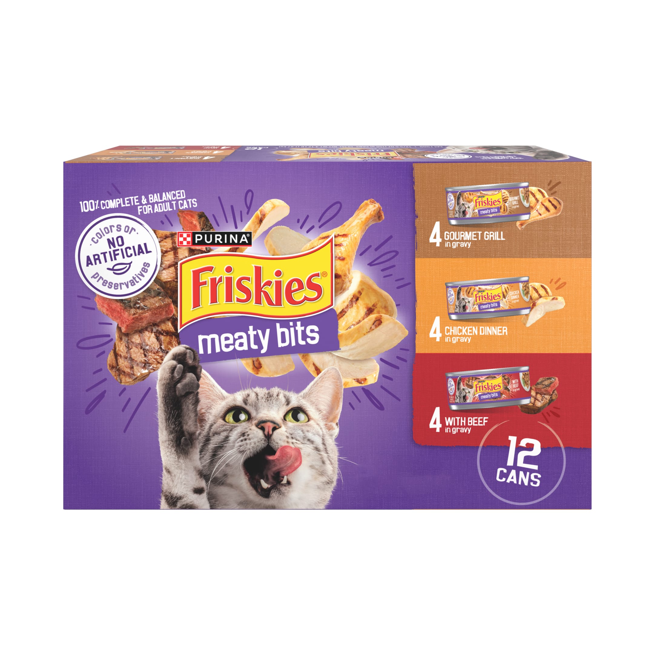 Friskies Gravy Variety Pack, Meaty Bits, Wet Cat Food, 5.5 oz. Cans