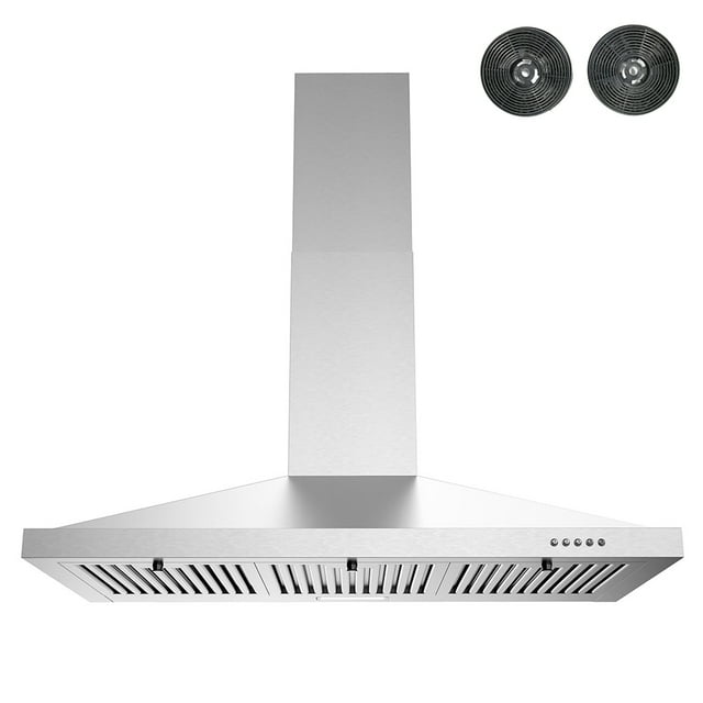 Streamline 36 in. Patria Convertible Wall Mount Range Hood in Brushed Stainless Steel with Baffle Filters, Push Button Control, LED Light