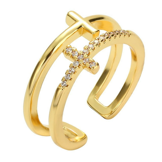 GOOHOCHY Anillo de diablo anillo abierto anillo cruzado anillo religioso regalo de cumpleaños de mujeres