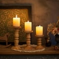 thumbnail image 7 of Hanobe Wood Candle Holders for PIllar Candles Farmhouse Brown Candlestick Holders for Fireplace Decor Set of 3, 7 of 7