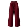 thumbnail image 6 of Xijirk Women Wide Leg Sweatpants High Waist Drawstring Trousers with Side Pockets Soft Casual Loose Fit Pants for Daily Walking Street Outfit,Red,M, 6 of 6