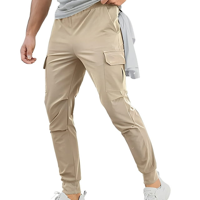 Men's Cargo Pants for Men Spring and Autumn Casual Solid Color Utility Trousers with Large Pocket Design for Daily Wear and Work