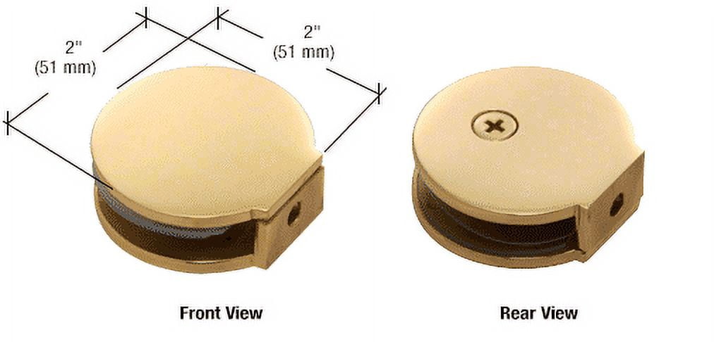 CRL RC79BR Polished Brass Round Fixed Panel U-Clamp
