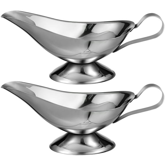 Raindrops 2Pcs Stainless Steel Gravy Boat Large Sauce Bowls with Spout for Kitchen Serving Bowls