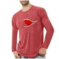 thumbnail image 2 of Yusimy Men's Valentine's Day Print Crew Neck Long Sleeve Sports Fitness Loungewear Pajama Top Casual Comfort Style, 2 of 4