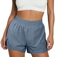 thumbnail image 3 of HVOBTTY Summer Women's Casual Elastic Waist Solid Color Knee Length with Pockets Shorts Gray, L, 3 of 5