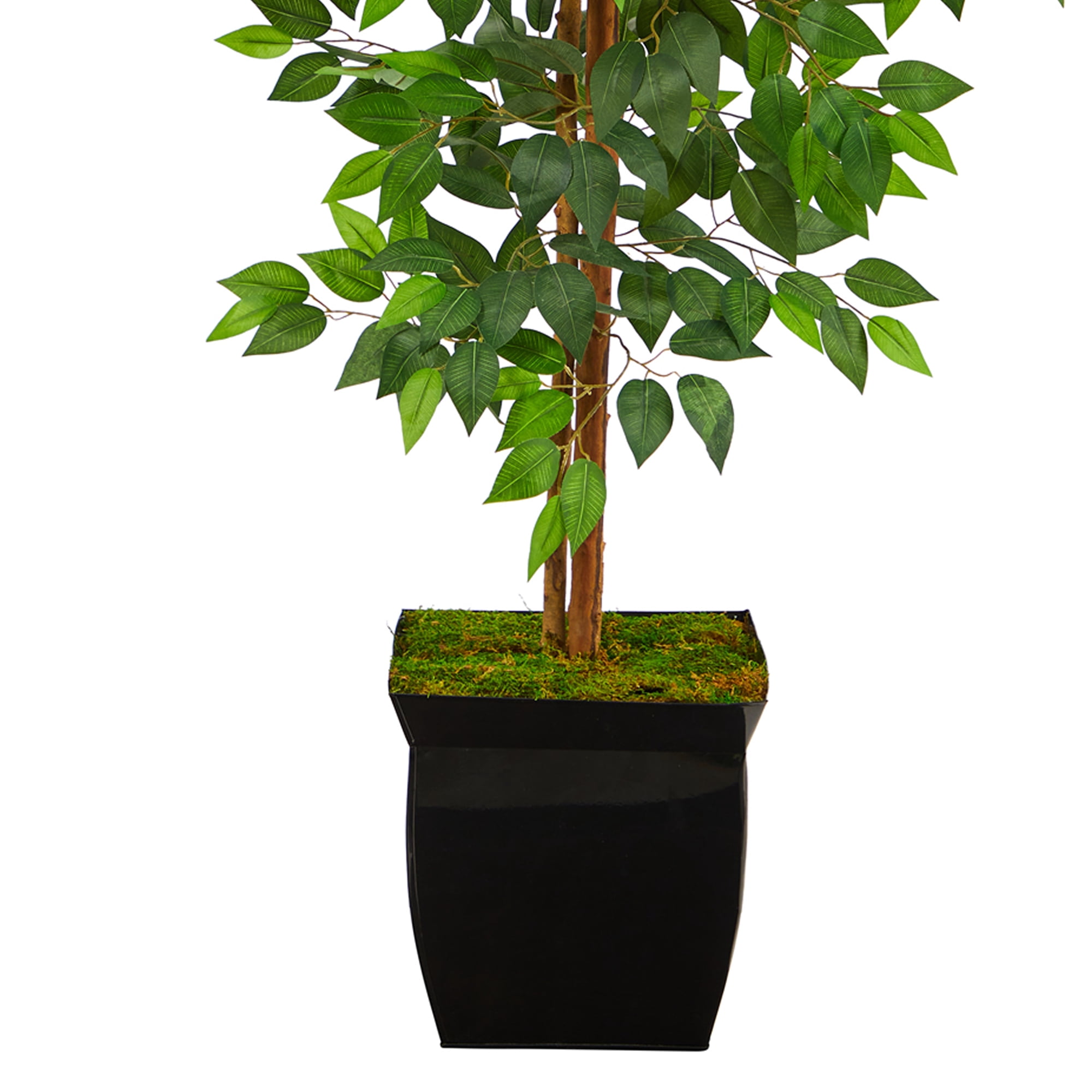 Nearly Natural 5.5' Ficus Artificial Tree in Black Metal Planter