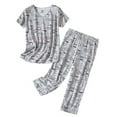 thumbnail image 1 of Fadeal Ensembles de Pyjamas pour Femmes Été Col Rond Pyjamas Manches Courtes Ensembles de Pyjamas pour Femmes Gris G, 1 of 3