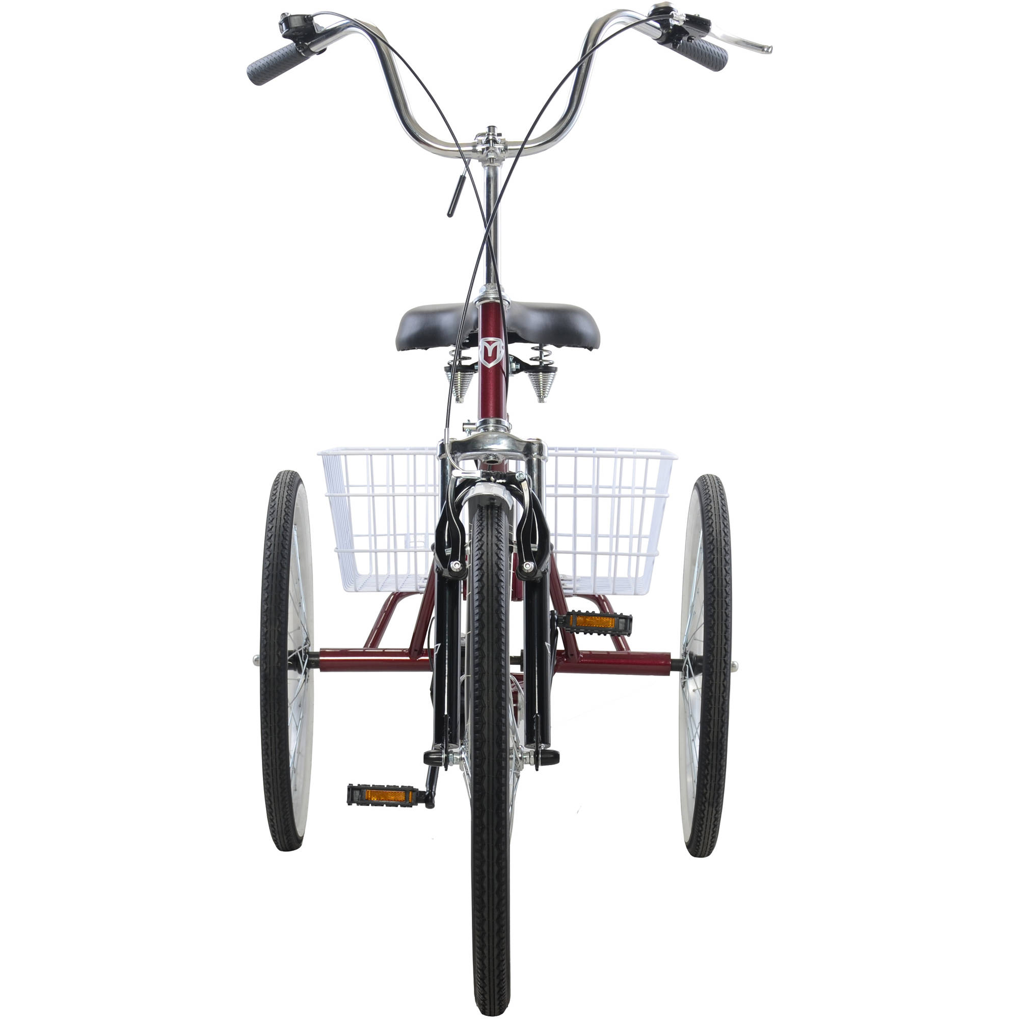 Mantis Tri-Rad 24 Inch 6 Speed Adult Folding Tricycle, Burgundy ...