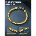 thumbnail image 6 of PROSTEEL Stainless Steel Bracelet for Men Women Gold Plated 6MM Box Flat Chain Stylish Wrist Link Bracelets Birthday Gift 8.7 Inch 20CM, 6 of 8