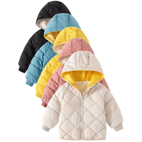 1-7T Girls Boys Jacket Toddler Kids Winter Warm Coats Hooded Padded Outwear