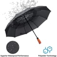 thumbnail image 5 of JIGUOOR 10 Ribs Folding Umbrella Windproof Compact Travel,Auto Open/Close Large Rain Umbrellas w/Teflon Coating, Ergonomic Handle Free Leather Case for Mens Women, 5 of 5
