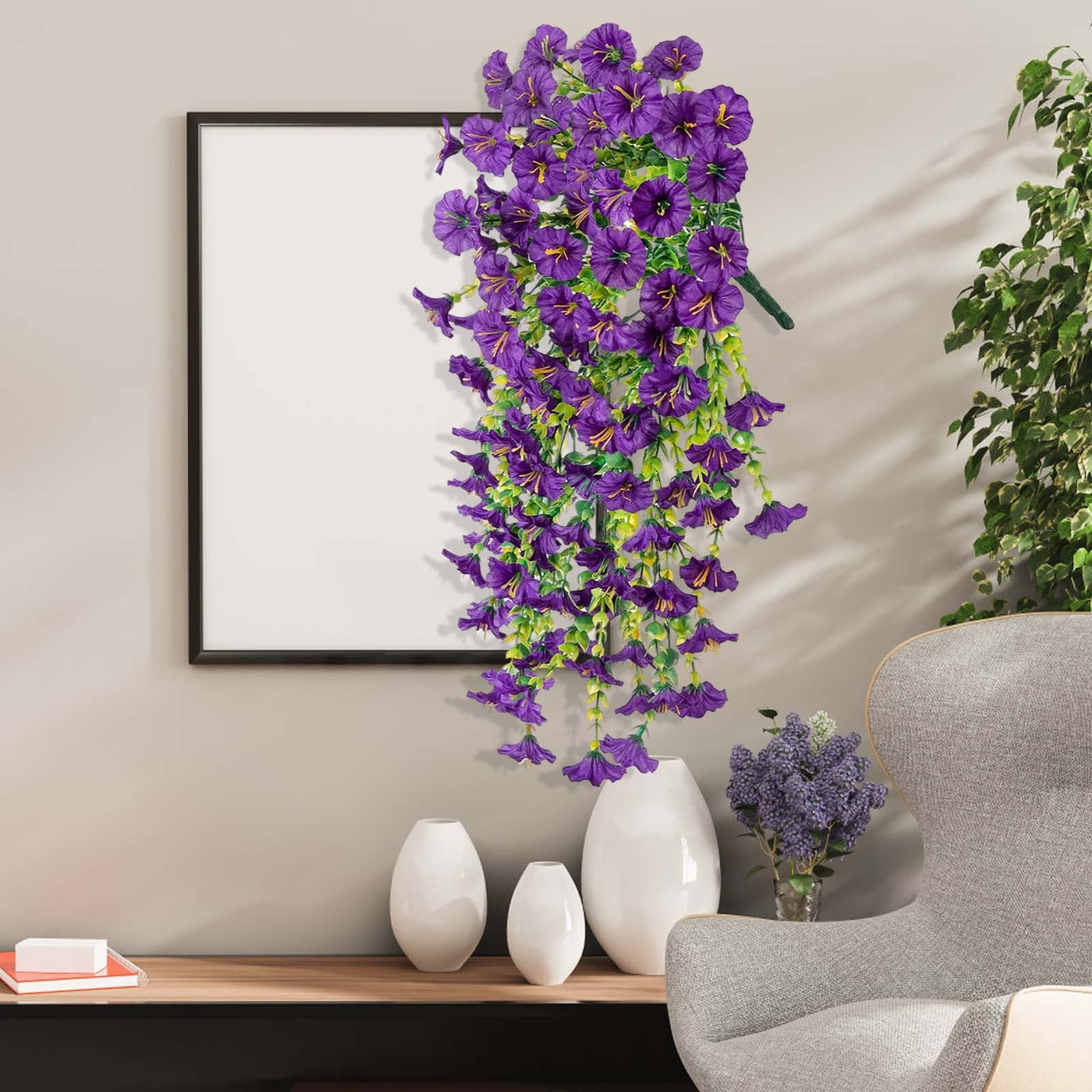 6pcs Artificial Hanging Morning Glory Flowers, Durable Silk Morning Glory Faux Flowers, Decoration for Garden, No Fade Plastic Flowers for Wedding Events, Suitable for Home Decor