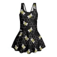 thumbnail image 3 of Xoenoiee Bee Honeycomb Print Girls' Sleeveless Swim Dress with Ruffle Skirt, UPF 50+ Sun Protection One-Piece Swimsuit Quick Dry Swimwear for Beach Pool Play, Size 10-11 Years, 3 of 7