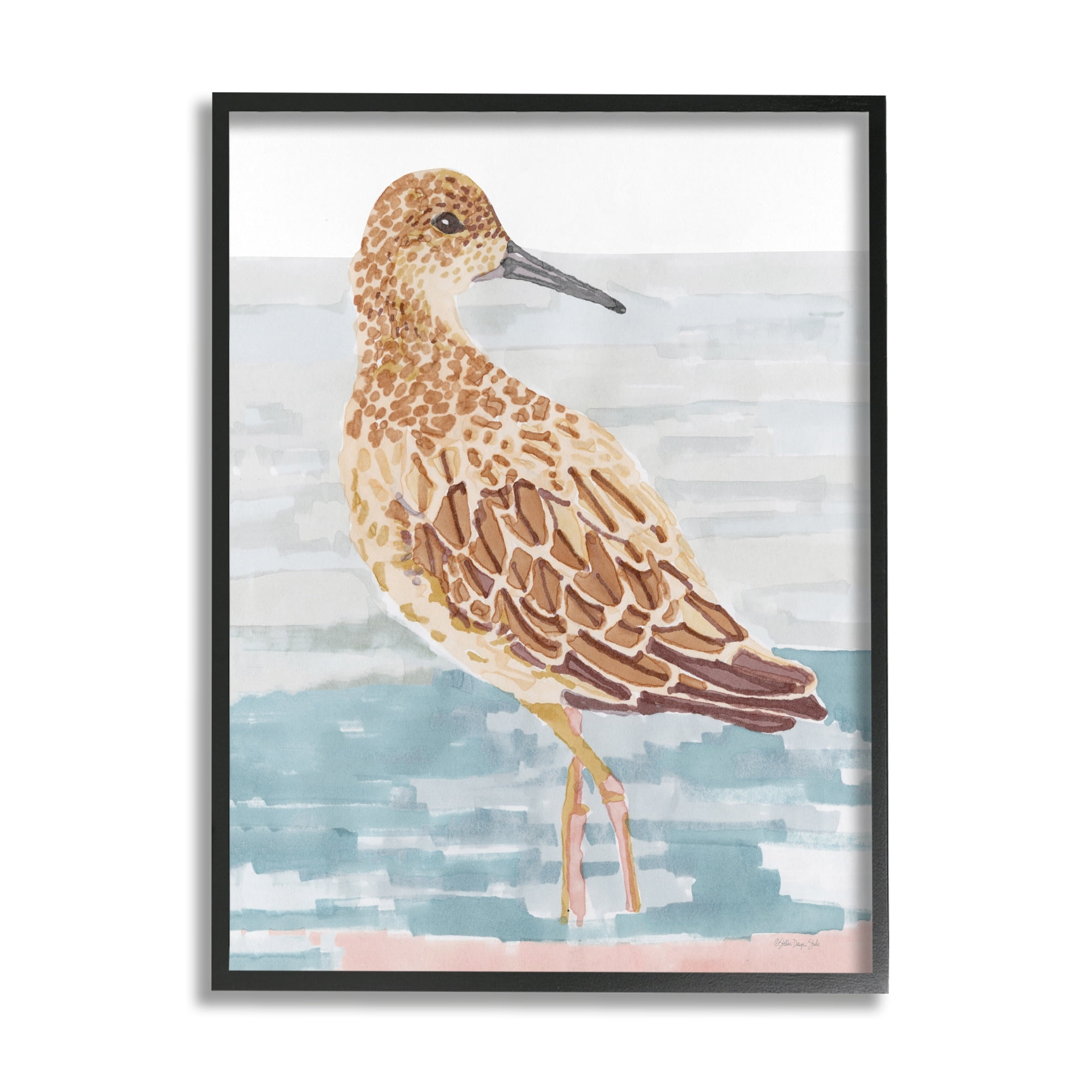 Stupell Industries Posing Herring Seagull Sea Shoreline Bird Painting,11 x 14, Design by Stellar Design Studio