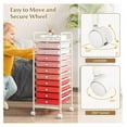 thumbnail image 4 of Rolling Cart with Storage Drawers, Utility Cart with Removable Plastic Drawers, Lockable Wheels, Art Cart for Classroom Organization Art Supplies Office Scrapbook (10 Drawers, Mixed-pink), 4 of 8