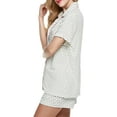 thumbnail image 4 of Conjunto de pijamas de manga corta para mujer, con botones, ropa de dormir suave, conjuntos de salón Pj Fokelyi WRMH-1060-3, 4 of 5