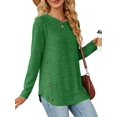 thumbnail image 3 of Blusas de Larga con Cuello Redondo para Mujer, Blusas Holgadas con Botones para Otoño e Invierno 2025. Verde S, 3 of 10