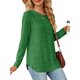 thumbnail image 3 of Blusas de Larga con Cuello Redondo para Mujer, Blusas Holgadas con Botones para Otoño e Invierno 2025. Verde S, 3 of 10