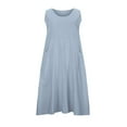thumbnail image 6 of Busydd Summer Dresses for Women 2025 Solid Color Round Neck Spring Dress Casual Loose Sleeveless Sundresses for Women Trendy Cotton Linen Mini Dress with Pockets, 6 of 6