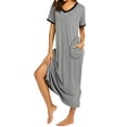 thumbnail image 4 of Hanerdun Women Nightgown Female Solid Color Midi Night Dresses Sleepwear Gray S, 4 of 5