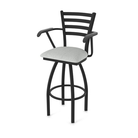415 Jackie with Arms 25" Swivel Counter Stool with Black Wrinkle Finish and Graph Alpine Seat
