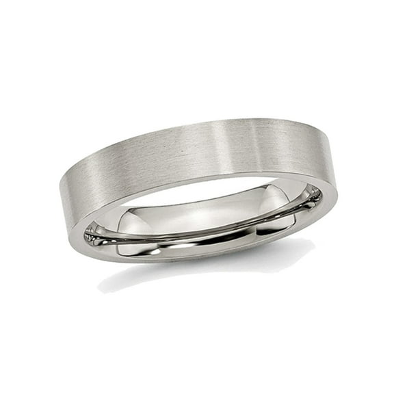 Gem & Harmony Mens Chisel Stainless Steel 5mm Flat Brushed 5mm Wedding Band Ring for Men