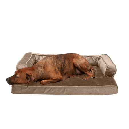 UPC: 0842229123111 | FurHaven Pet Products Plush & Velvet Memory Foam Comfy Couch Sofa-Style Pet Bed for Dogs & Cats – Almondine Large