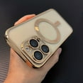 thumbnail image 1 of For Magnetic Wireless Charging Plating Clear Case For IPhone 11 12 13 14 Pro Max Shockproof Cover, 1 of 5