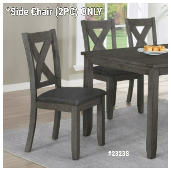 CrownMark Favelle Dary Grey Wooden Legs, Fabric Padded Seat, 39"H Side Chair 2323DGY-S