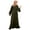 Green, variant on Women’s Solid‑Color Flared‑Sleeve Waist‑Tie Full‑Length Polyester Abaya Arab Kaftan Maxi Dress With Matching Belt Size S‑XXL Plus Size Friendly