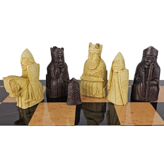 Berkeley LARGE Brown Isle of Lewis Medieval Times Chess Men Set No Board