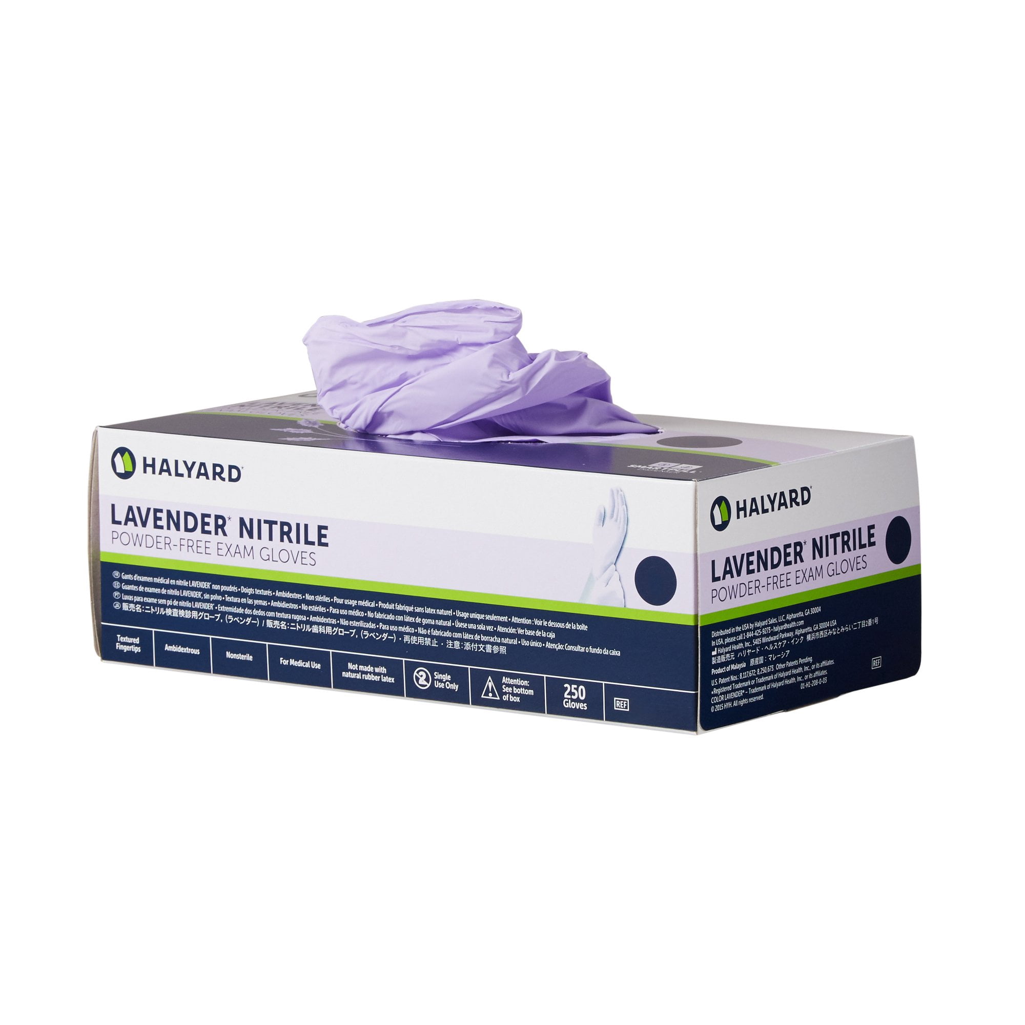 Halyard Lavender Nitrile Exam Glove Standard Cuff Length X-SMALL 52816 250 per Box