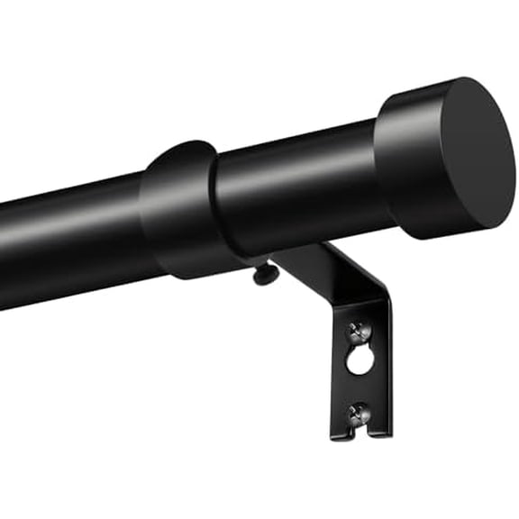 Black Curtain Rod 32 to 58 Inch (2.6-4.8 Feet), 1 Inch Heavy Duty Curtain Rods for Windows, Modern Adjustable Drapery Rods with End Cap (32"-58")