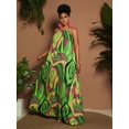 thumbnail image 4 of Plus Size Womens Multicolor Abstract Print Spaghetti Strap A-Line Maxi Dress For Vacation Resort Summer Wear, 4 of 8
