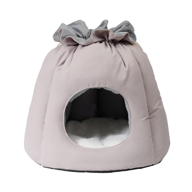 Cama tipo cueva para gatos, lavable, autocalentable, cálida y acogedora para gatitos pequeños y medianos. Gris